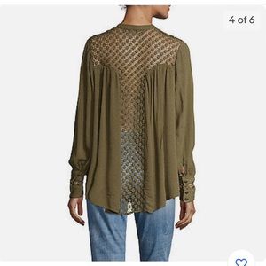 Free People The Best Shirt Olive Botton Down Top Size Small